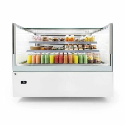 An IFI cold food display cabinet with drinks, sandwiches and other quick meal options